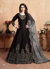 Black Colour Latest Fancy Designer Wedding Wear Art Silk Embroidery Work Goun And Four Side Heavy Border Net Dupatta Collection 301
